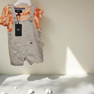 1 NWT 7 For All Mankind Heather Gray Overalls Size 3/6 months